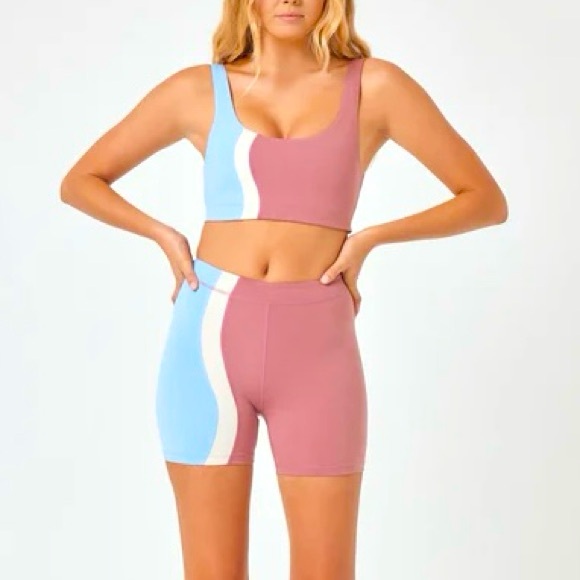 l*space Pants - L*Space Make Waves 2pc Colorblock Set Crop Top & Shorts